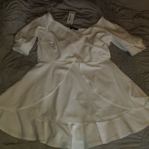 plus ruffle detail wrap skater dress